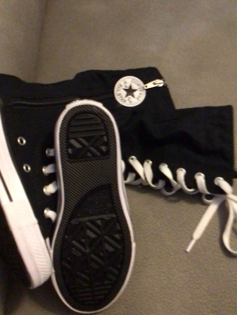Converse Black and White High Top Lace-Up Sneakers